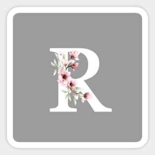 Letter R Monogram With Cherry Blossoms Sticker